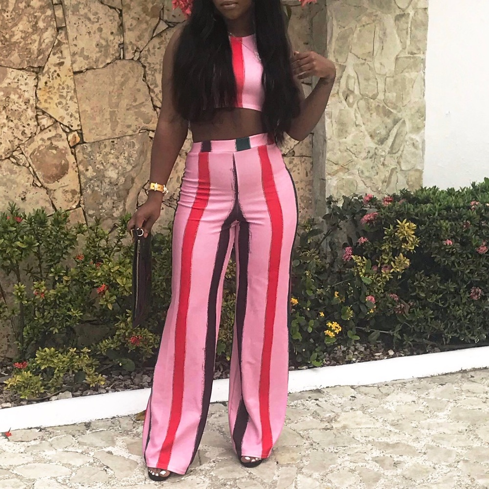 PINK/PURPLE STRIPED TWO PIECE SET